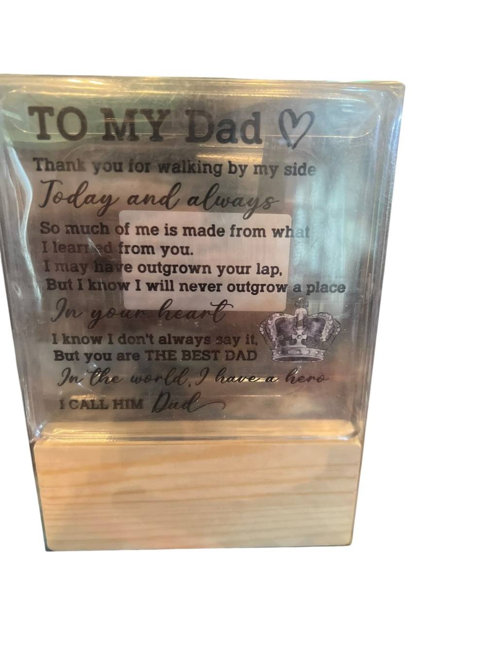 To my Dad Acrylic Inspirational Square with Wooden Stand
